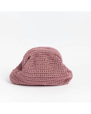 Maria La Rosa Mini Game Crochet Metallic Clutch - Red