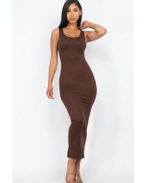 TRUEDAMES Solid Basic Maxi Dress - Purple