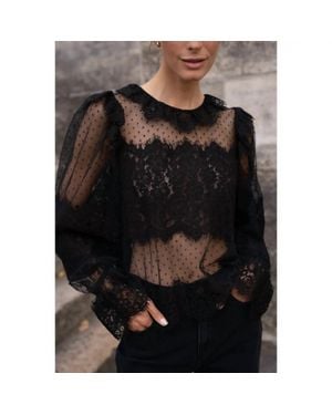 Choklate Paris Lace Peter Pan Collar Blouse - Black