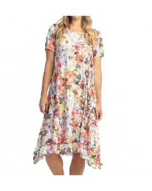 Jess & Jane April Crushed Short Sleeves Pocket Dress - Multicolor