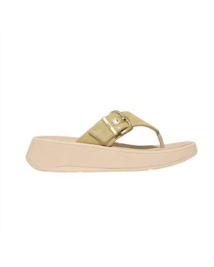 Fitflop F-Mode Buckle Flatform Toe-Post Sandals - White