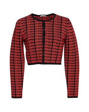 Miu Miu Logo All Over Cropped Cardigan - Red