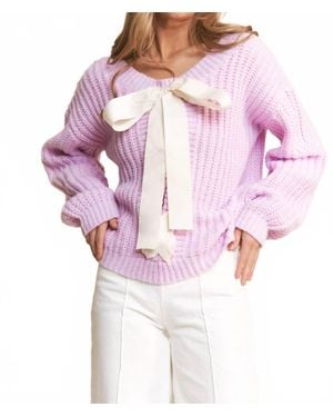 J.Nna Cozy Cutie Cable Knit Ribbon Sweater - Pink