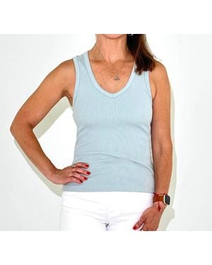 Bobi Slim Rib Neck Tank - Blue