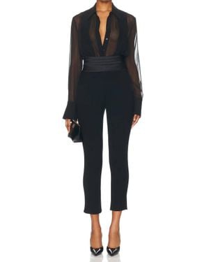 Sans Faff Tuxedo Cigarette Pants - Black