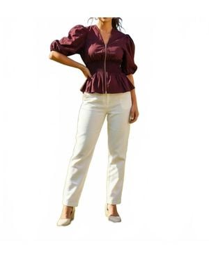She + Sky Sweet Magnolia Puff Blouse - Red