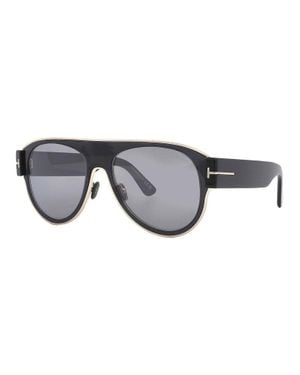 Tom Ford Aviator Full Rim, With A Shiny Frame And Smoke Mirror Lens - Gray