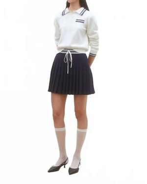Suncoo Falda Short Two-Tone Pleated Mini Skirt - Blue