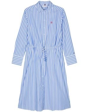 Tommy Hilfiger Blouson Long Sleeve Midi Shirt Dress - Blue