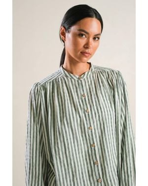 TRUEDAMES Made Me Realize Peasant Top - Green