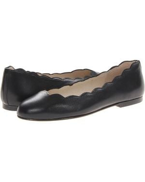 French Sole Jigsaw Ballet Flat Wo Leather Round Toe Slip On Zogg374 - Black