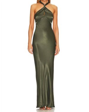 Shona Joy La Lune High Neck Twist Maxi Dress - Green