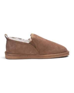 Infinity Leather Chestnut Tan Genuine Sheepskin Suede Slipper Winter Moccasins - Brown
