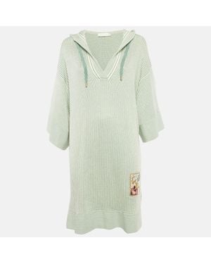 Zimmermann Acacia Stripe Knit Hooded Mini Dress - Green