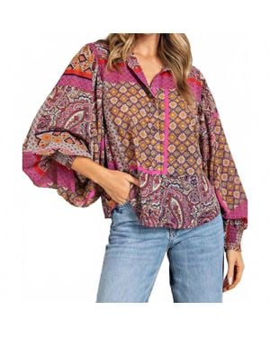 Eesome Boho Puff Sleeve Top - Red