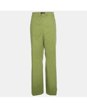 Elena Miro Stretch Cotton Wide Leg Pants - Green