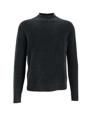 Rrd Plush Velvet Round-Neck Knit Sweater - Blue