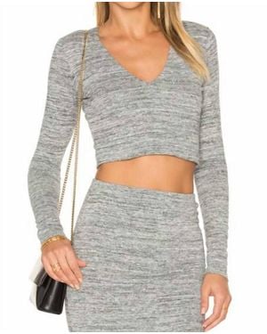 Alice + Olivia Jori Cropped V-Neck Top - Gray