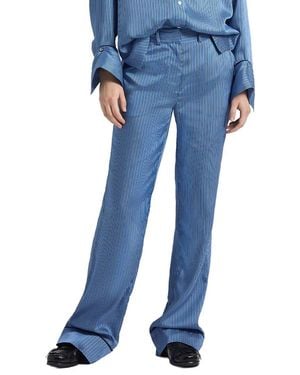 Derek Lam 10 Crosby Demetria Boarder Stripe Satin Twill Trouser - Blue