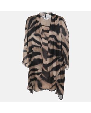 424 Marina Rinaldi Zebra Print Chiffon Twinset Cardigan - Black