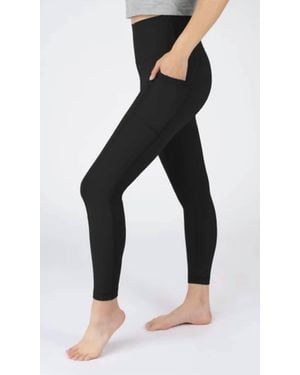 90 Degrees Tribeca High-Rise Contour Leggings With Pockets - Black