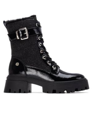 Xti Patent Leather Combat Booties By - Black