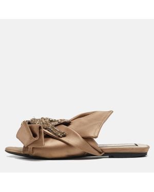 N°21 N°21 Satin Raso Knot Flat Slides Sizes - Natural