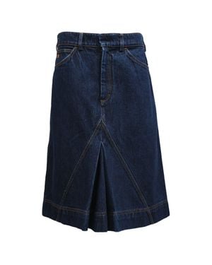 Victoria Beckham Embroidered Pleated Midi Skirt - Blue