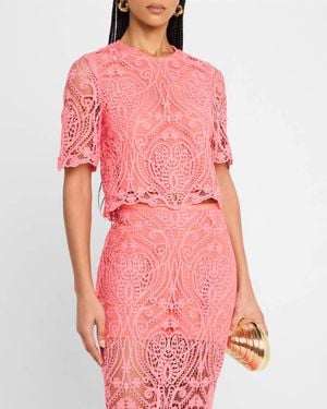 Le Superbe Lace Short Sleeve Tee - Red