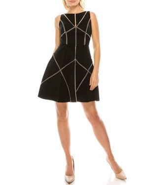 Aidan Mattox Sleeveless Geometric Mesh Party Dress - Black