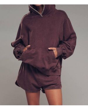 Urban Daizy Vintage-Wash Crochet Trim Hooded Sweatshirt - Purple