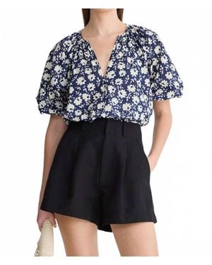 Apiece Apart Nele Lantern Sleeve Top - Black