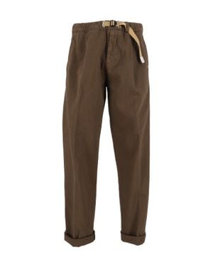 White Sand Selvedge Adjustable-Belt Relaxed-Fit Straight-Leg Pants - Brown