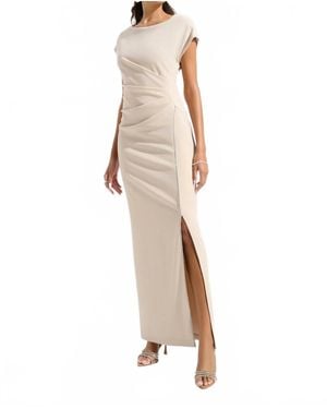 Joseph Ribkoff Scuba Crepe Sheath Maxi Dress - Natural