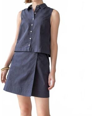 Lilla P Eyelet Collar Sleeveless Shirt - Blue
