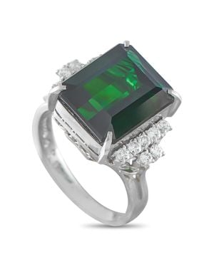 LB Exclusive Platinum 0.28Ct Diamond And Tourmaline Ring Mf27-052126 - Green