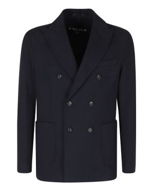 Circolo 1901 Double-Breasted Visible Seams Cotton-Blend Blazer - Blue
