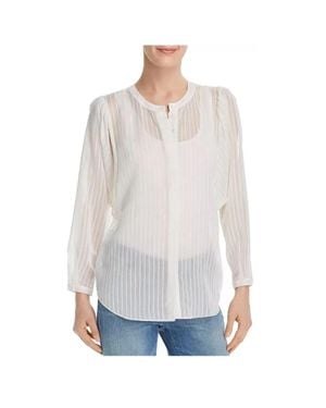 Joie Rashelda Striped Sheer Long Sleeve Blouse - White