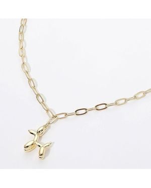 Fashnzfab 14K Plated Balloon Dog Pendant Paperclip Chain Necklace - Metallic