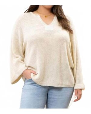 Blu Pepper Soft Light Weight V-Neck Sweater - Natural