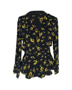 Ganni Floral-Print Wrap Blouse - Green