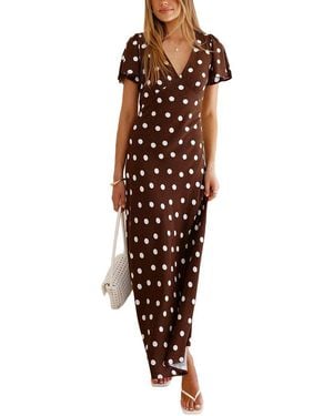 LOEY Printed Maxi Dress - Brown