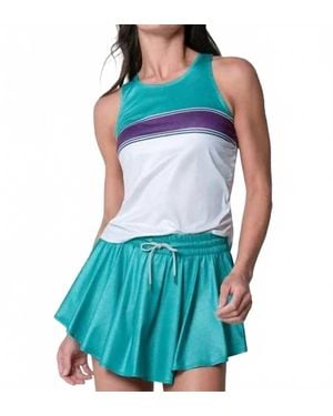 Lucky in Love Chroma Stripe Cinch Tank - Blue