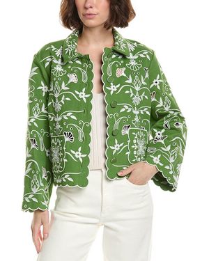Tahari The Marianna Embroidered Jacket - Green