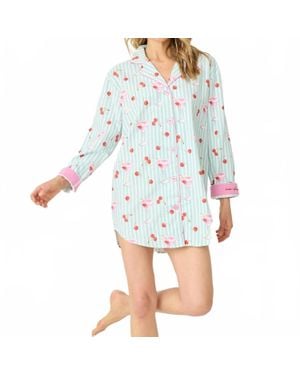 Pj Salvage Ma Cherie Flannel Night Shirt - Blue