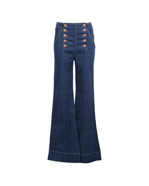 Ulla Johnson Ashton High Rise Flared Sailor Jeans - Blue