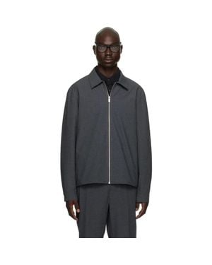 Calvin Klein Melange 40Qm519 Shirt Jacket Full Zip Collared Kfc77 - Black