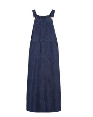 Weekend Denim Overall Dress With Adjustable Straps - Blue