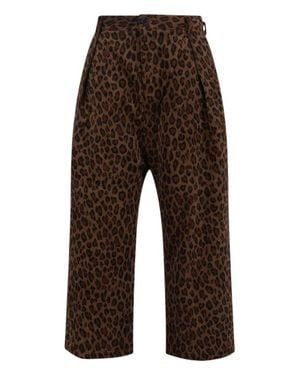 Sibel Saral Cropped Pants With Bold Leopard Print - Brown