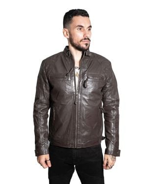 Infinity Leather Vintage Quilted Biker Jacket-Monaco - Black